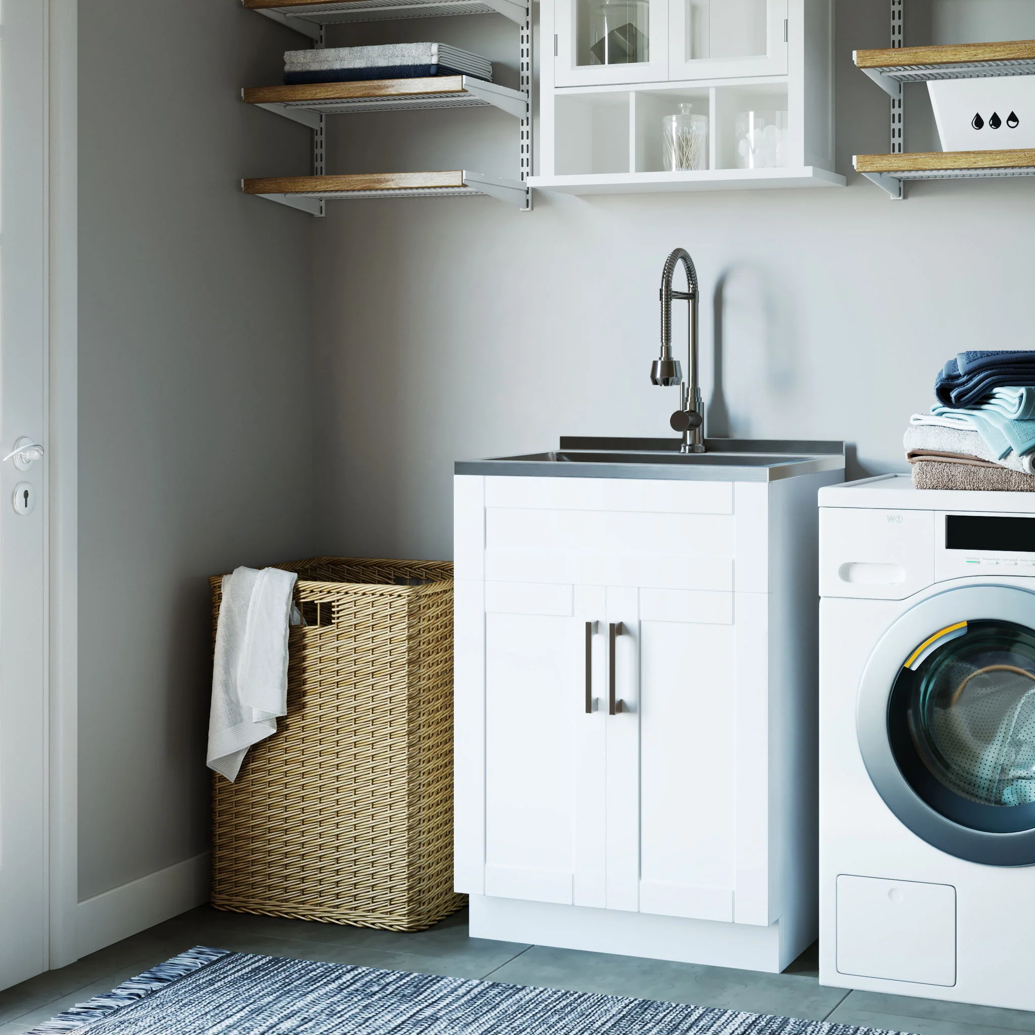 Hennessy - Deluxe Laundry Cabinet With Faucet And Stainless Steel Sink - Image 31