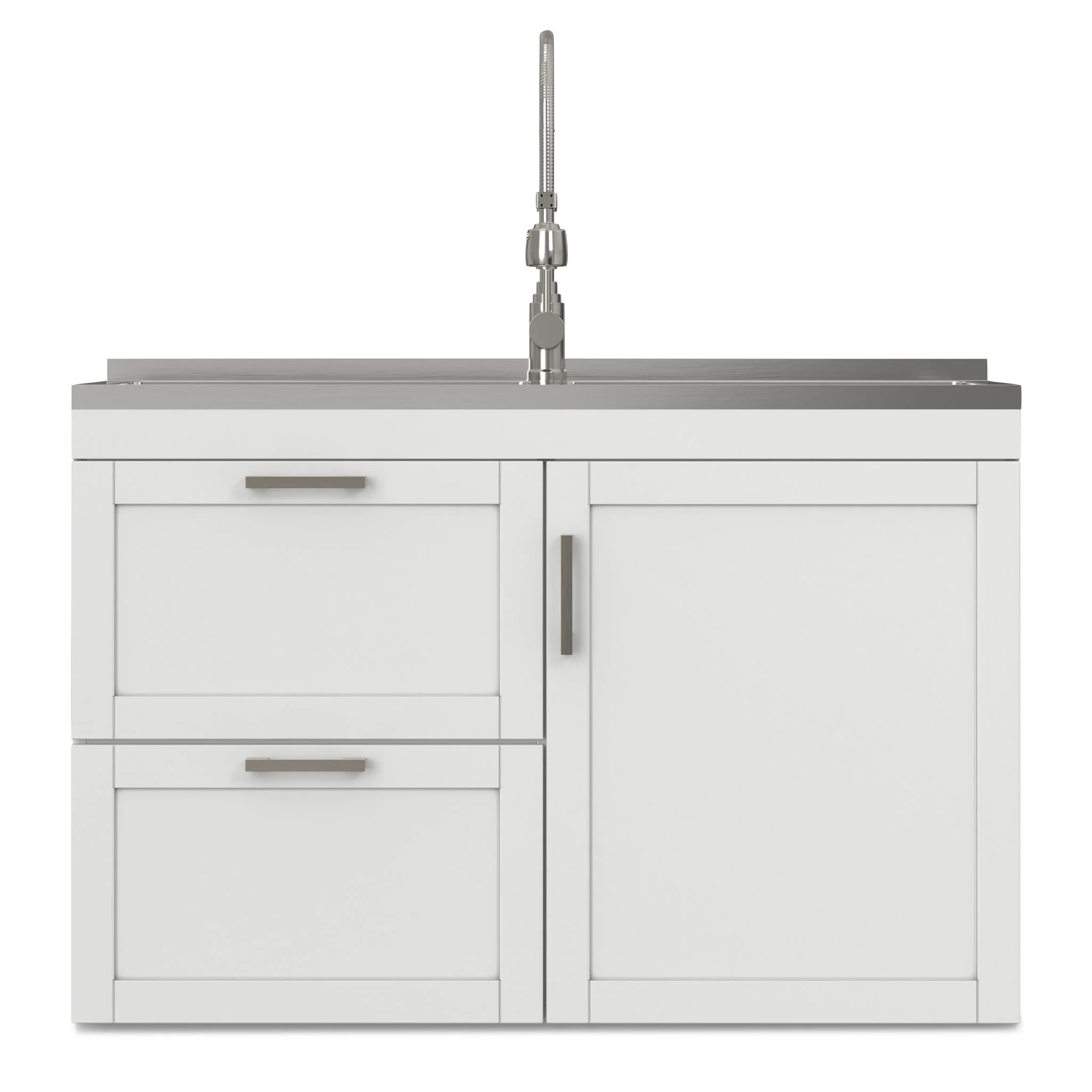 Hennessy - Laundry Utility Sink And Cabinet With Dual Sink And Pull Out Faucet - White - Image 9