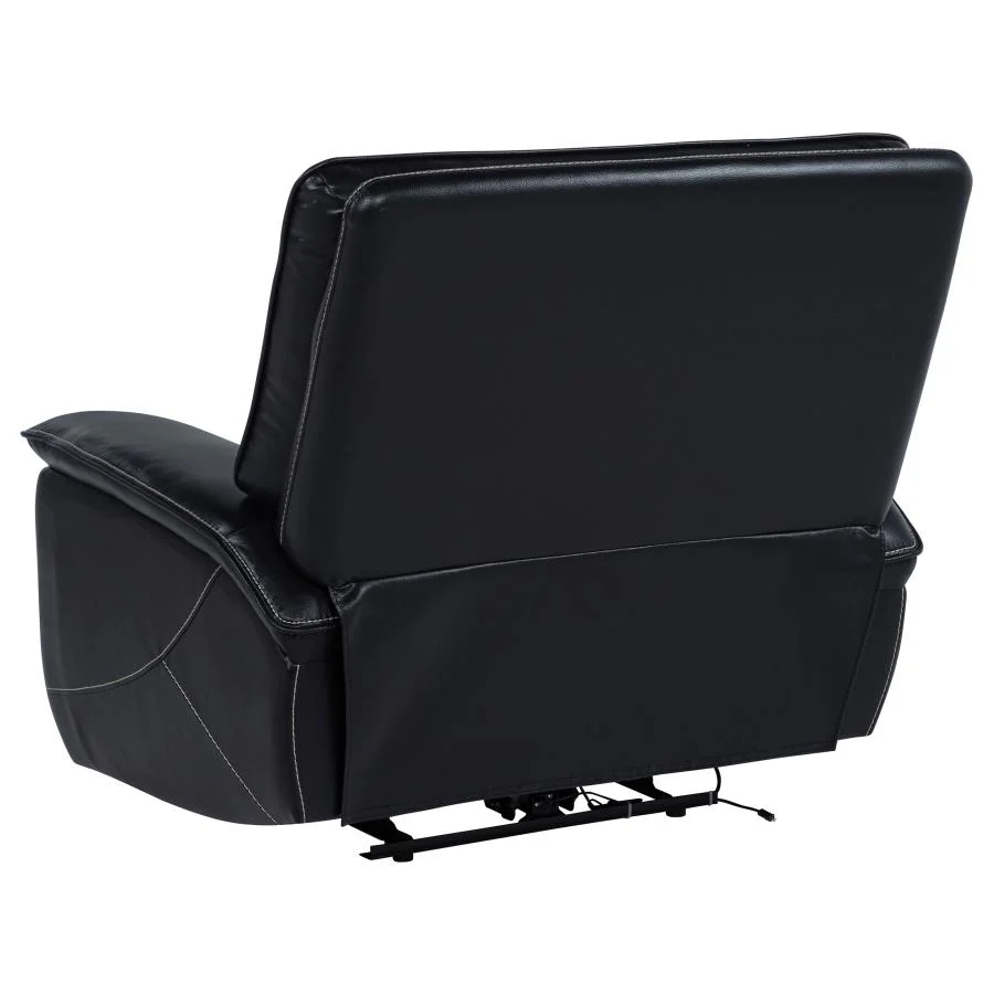 Hewitt - Leather Upholstered Dual Power Recliner Chair - Black - Image 6
