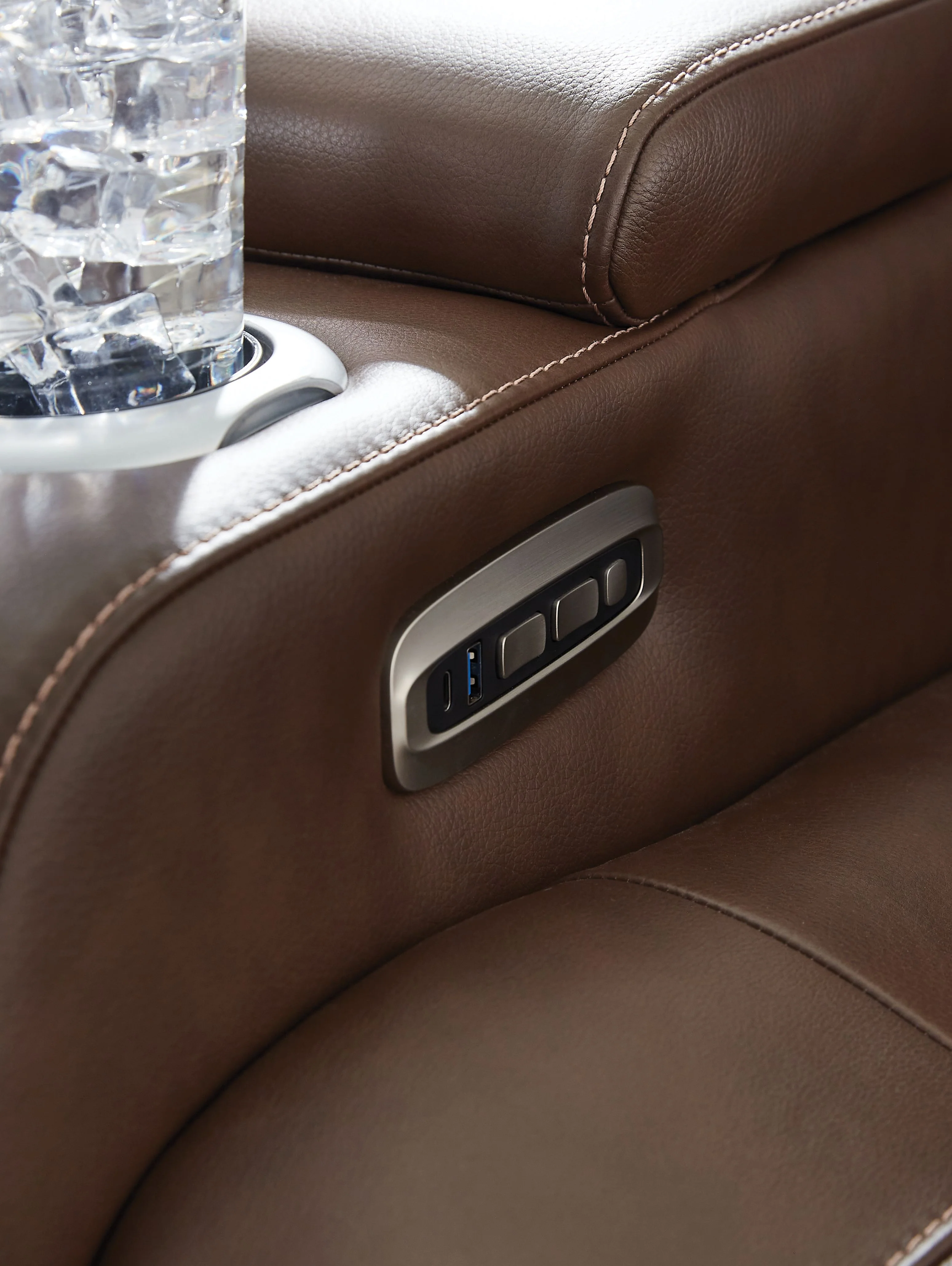 High Impact - Power Recliner / Adj Headrest - Tobacco - Image 10