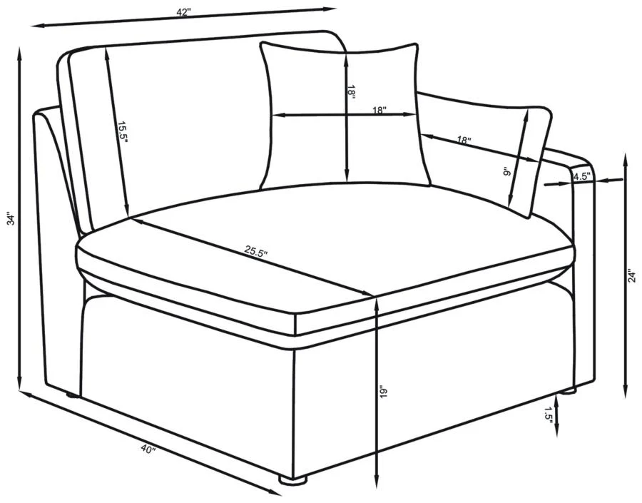 Hobson Upholstered Sectional Pieces Charcoal - Image 68