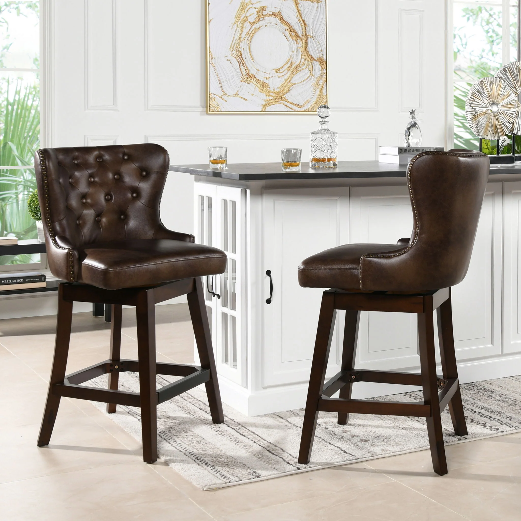 Holmes - Tufted High Back 360 Swivel Counter Height Barstool - Image 5