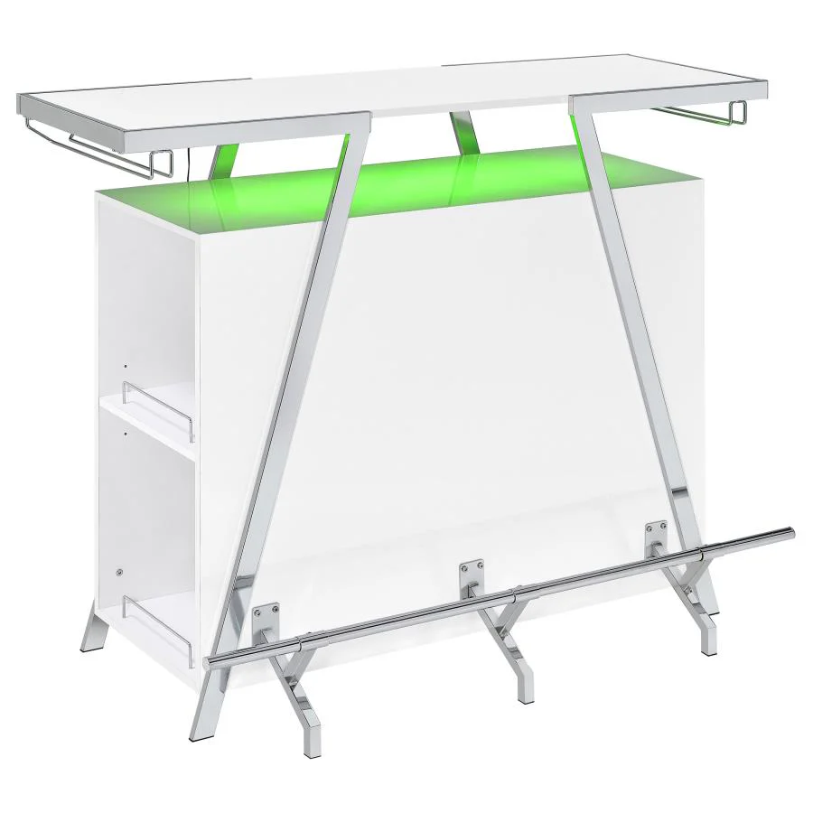 Araceli - Freestanding LED Home Bar Cabinet - White High Gloss - Image 12