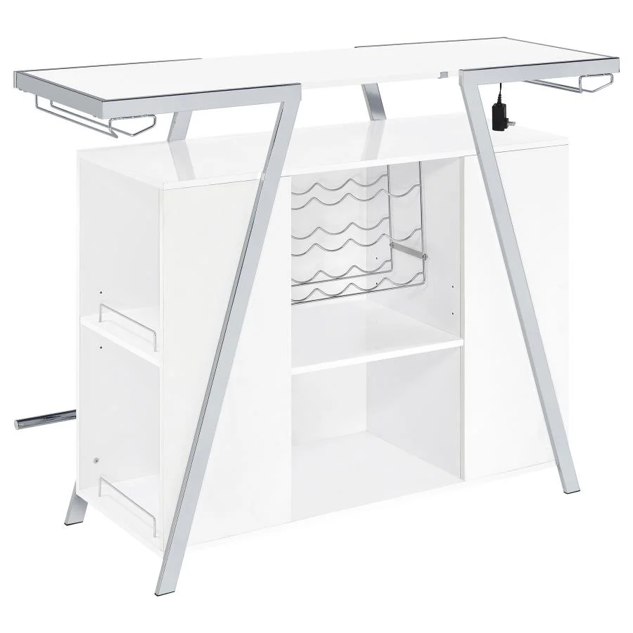 Araceli - Freestanding LED Home Bar Cabinet - White High Gloss - Image 17