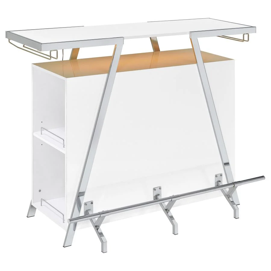 Araceli - Freestanding LED Home Bar Cabinet - White High Gloss - Image 9