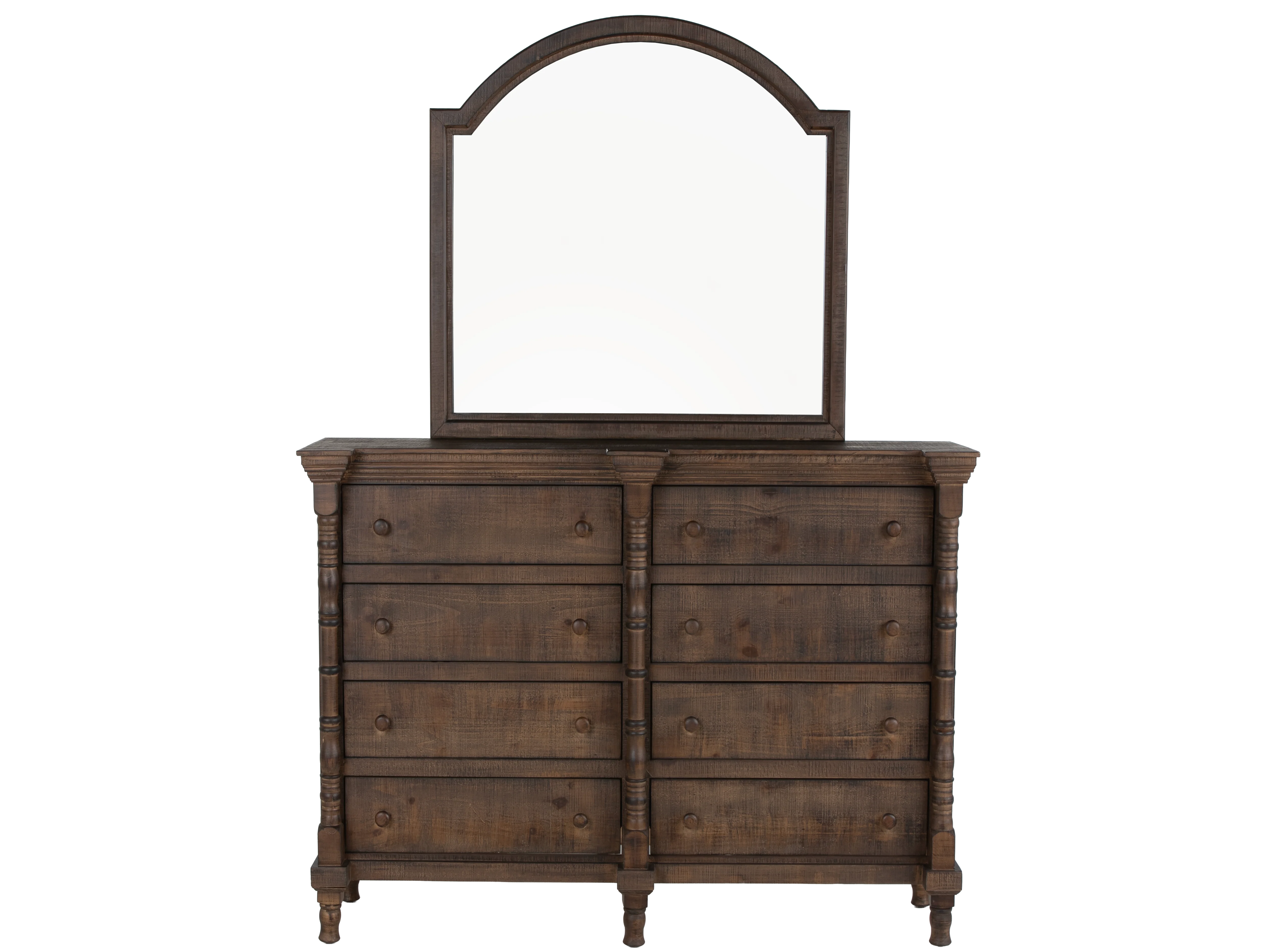 Honeywood Rustic Solid wood 6-Piece Bedroom Set with Arched Headboard, Dresser, Mirror & Nightstand - Image 7