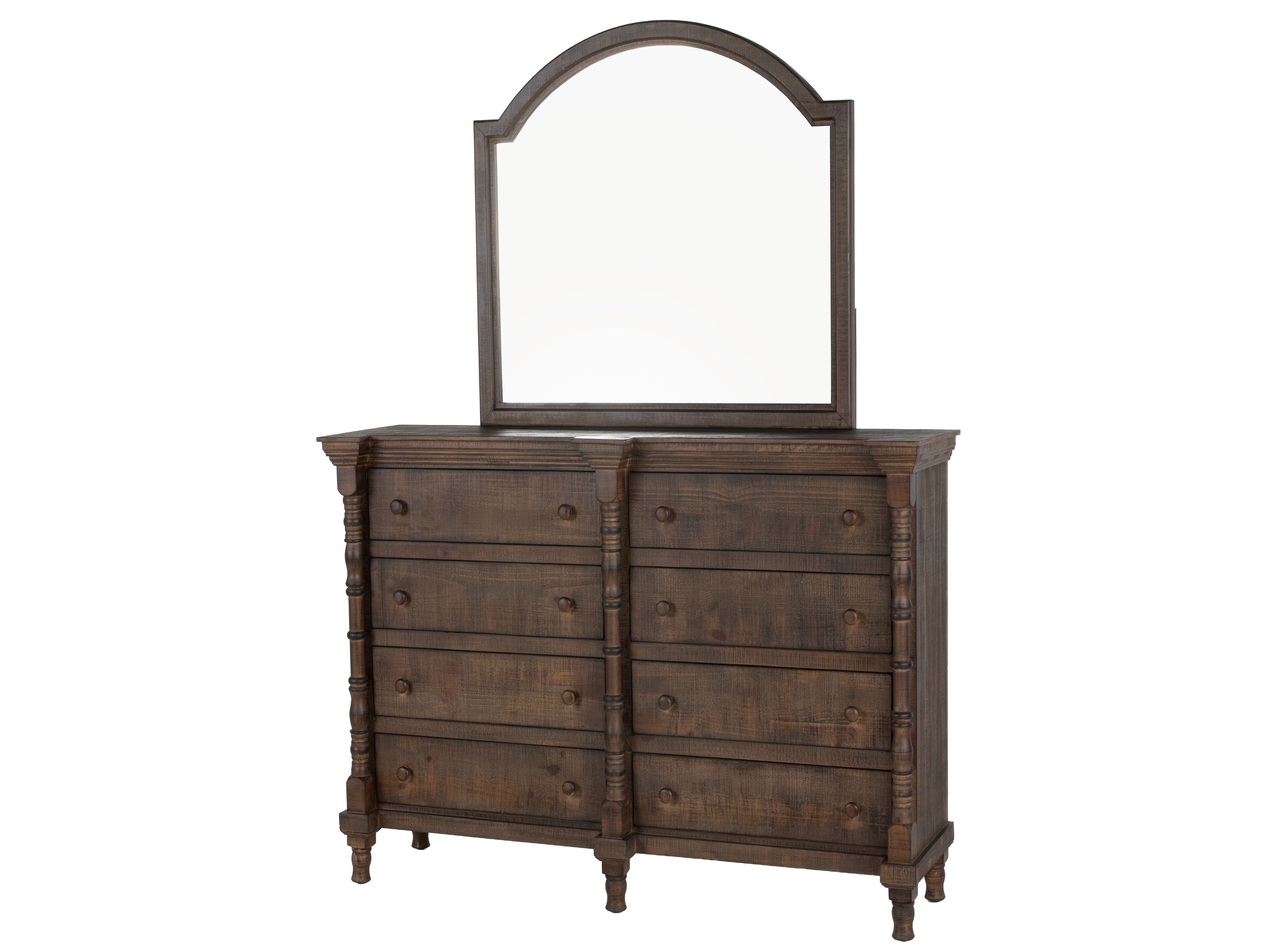 Honeywood Rustic Solid wood 6-Piece Bedroom Set with Arched Headboard, Dresser, Mirror & Nightstand - Image 8