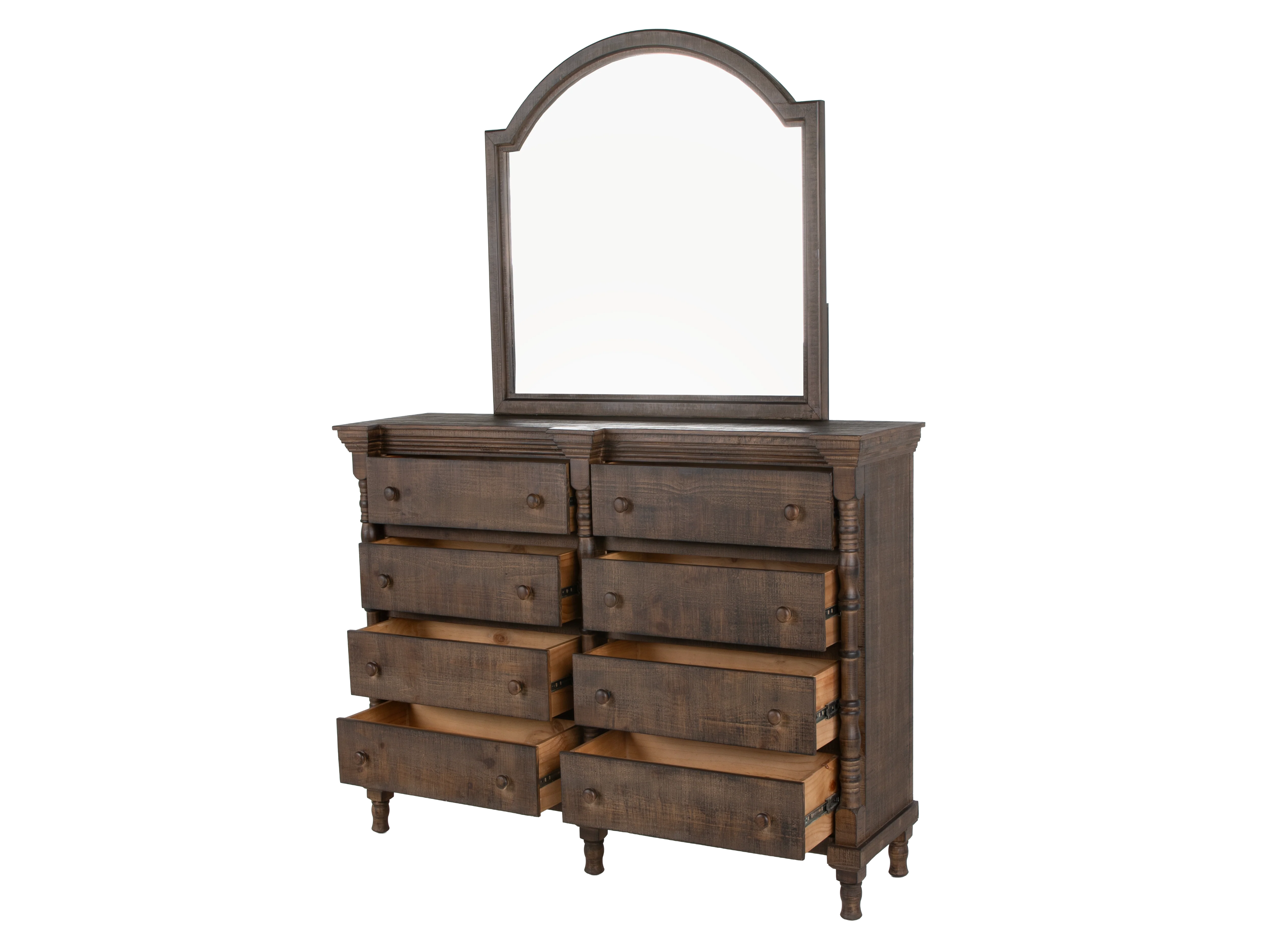 Honeywood Rustic Solid wood 6-Piece Bedroom Set with Arched Headboard, Dresser, Mirror & Nightstand - Image 9
