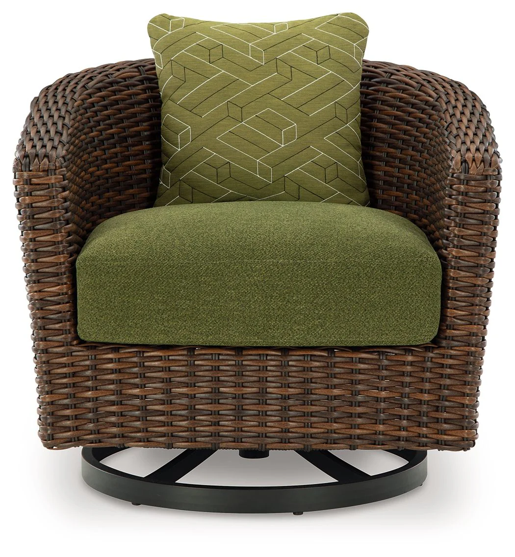 Horizon Hall - Swivel Lounge With Cushion - Brown / Green - Image 4