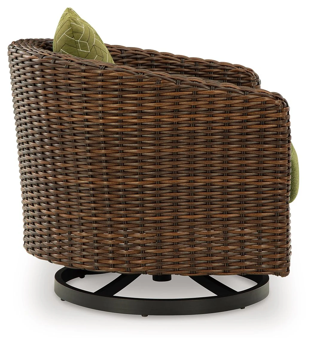 Horizon Hall - Swivel Lounge With Cushion - Brown / Green - Image 8