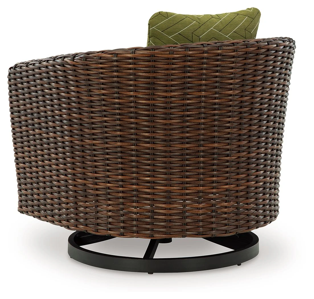 Horizon Hall - Swivel Lounge With Cushion - Brown / Green - Image 9