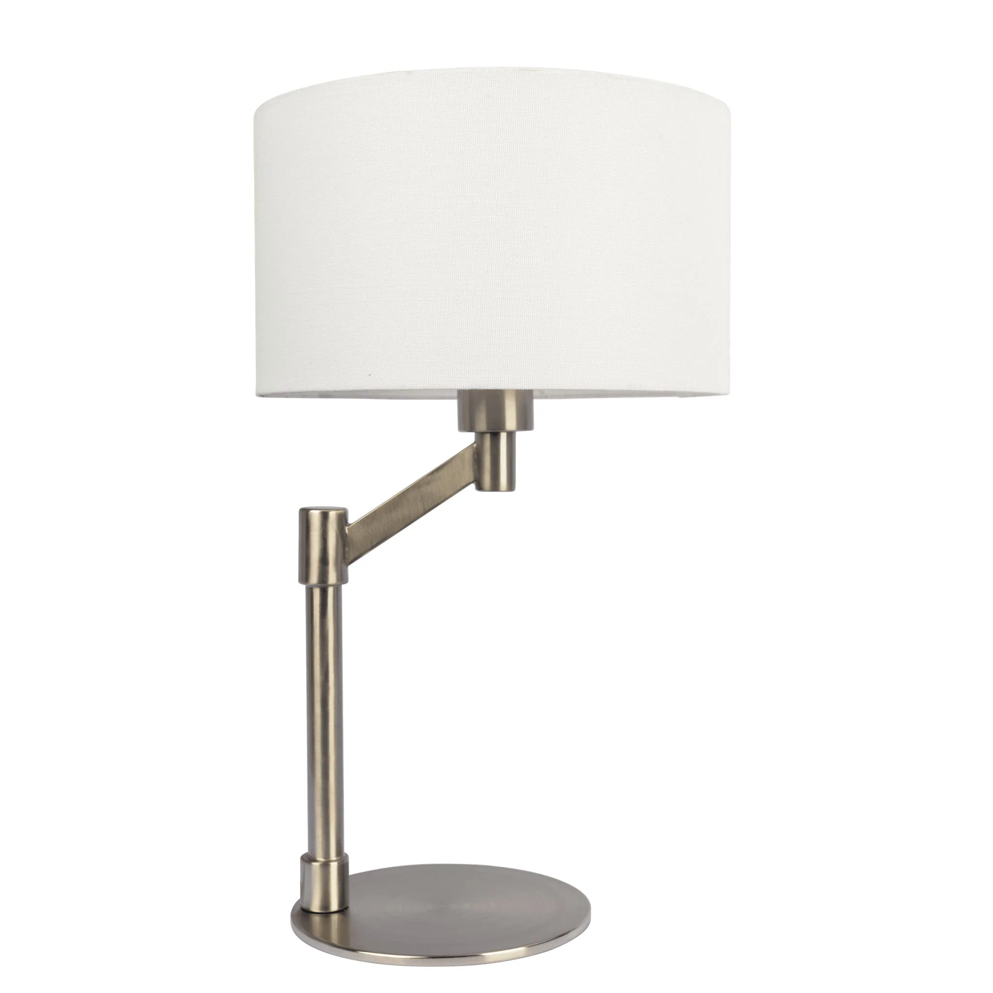Horizon - Table Lamp With On / Off Switch Curved Base Linen Shade - Brushed Nickel / Silver / White - Image 2