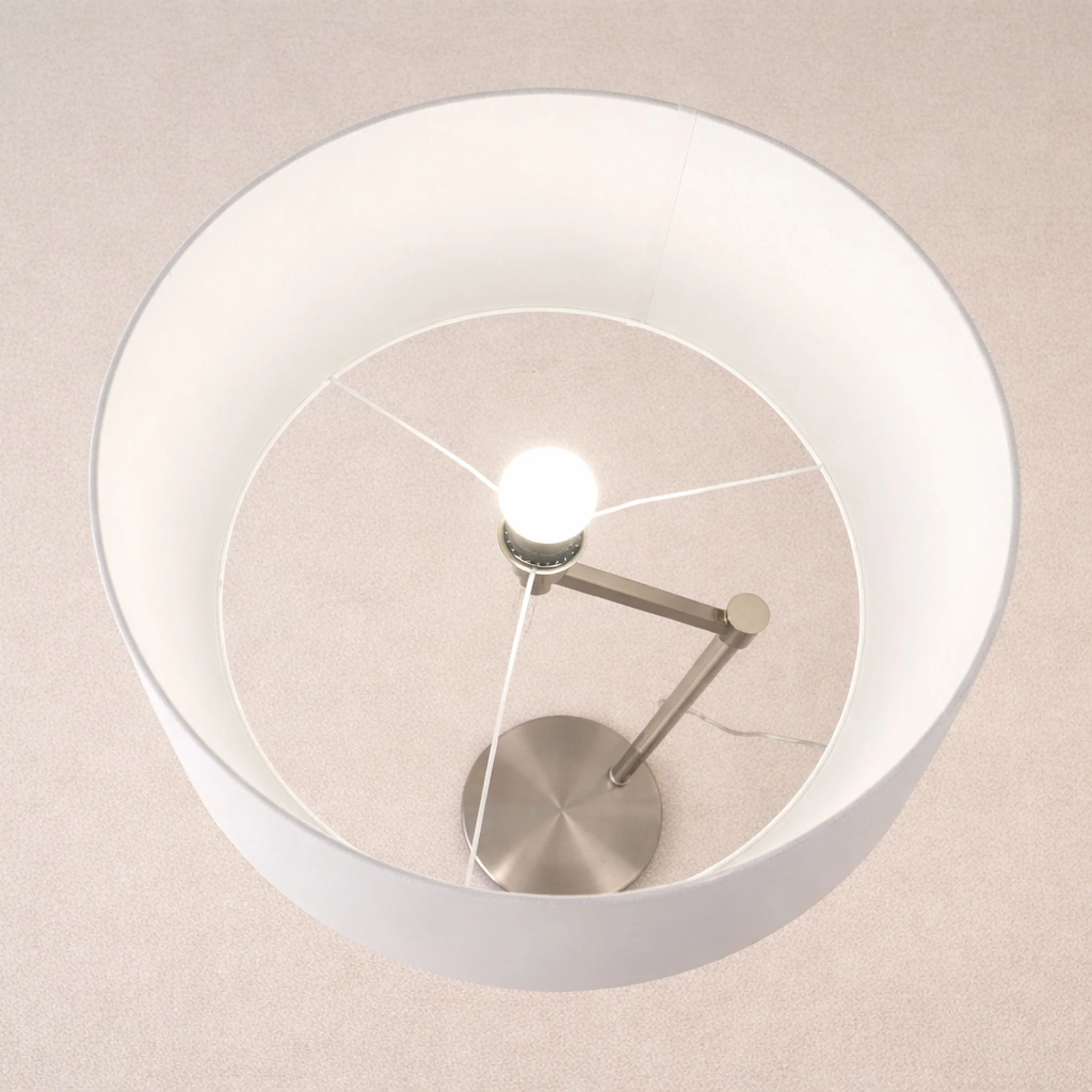 Horizon - Table Lamp With On / Off Switch Curved Base Linen Shade - Brushed Nickel / Silver / White - Image 6