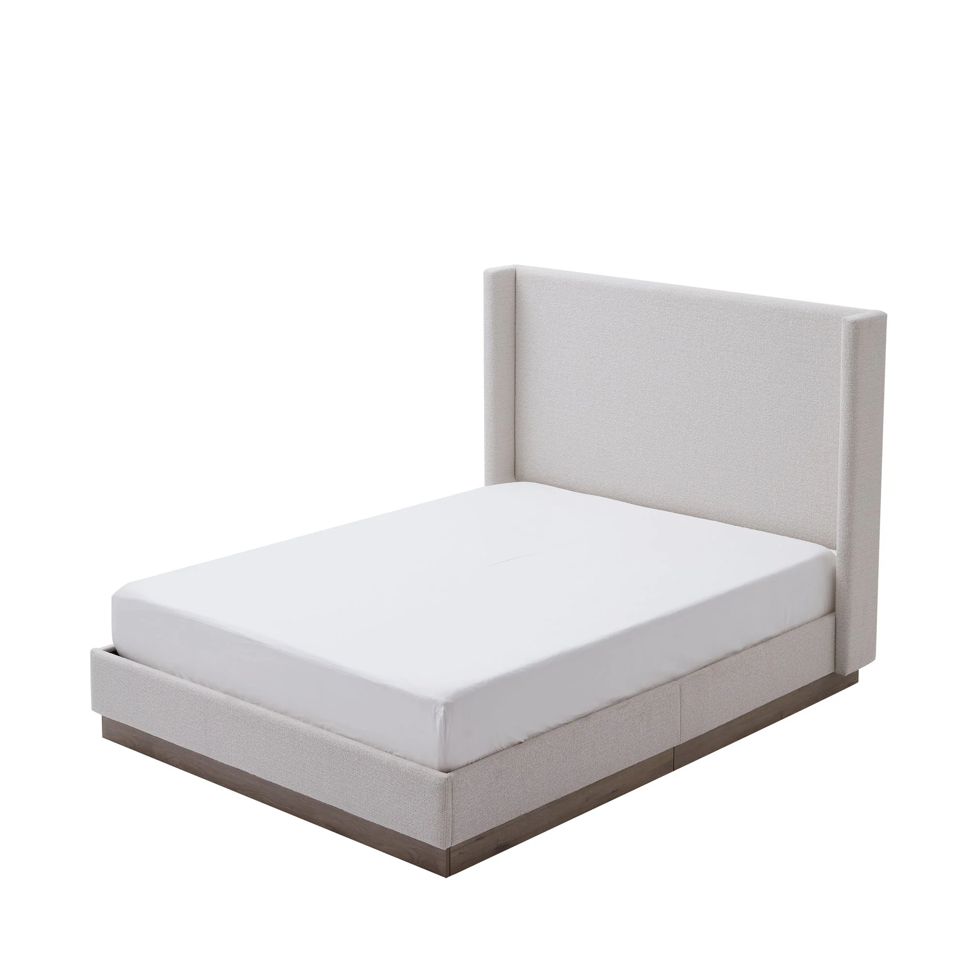 Hosford - Minimalist Upholstered Wingback Bed With Wood Base Platform - Image 11