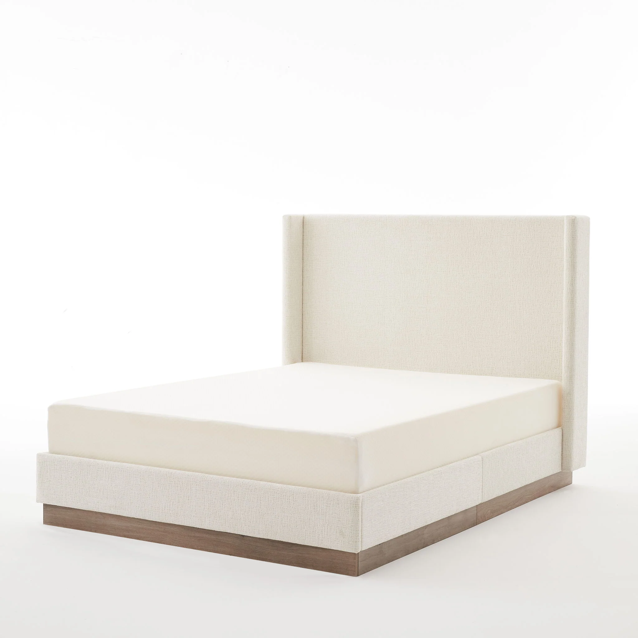 Hosford - Minimalist Upholstered Wingback Bed With Wood Base Platform - Image 12