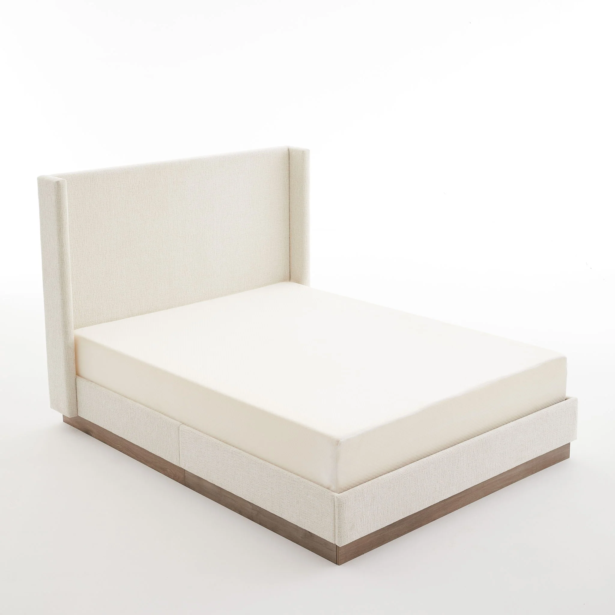 Hosford - Minimalist Upholstered Wingback Bed With Wood Base Platform - Image 23