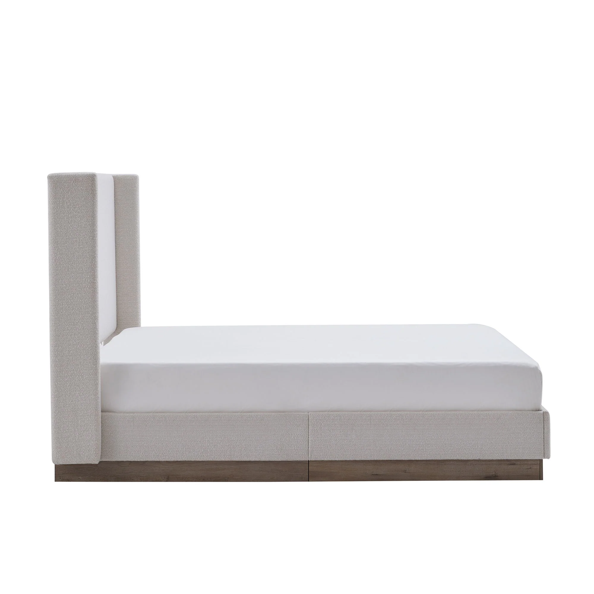 Hosford - Minimalist Upholstered Wingback Bed With Wood Base Platform - Image 31