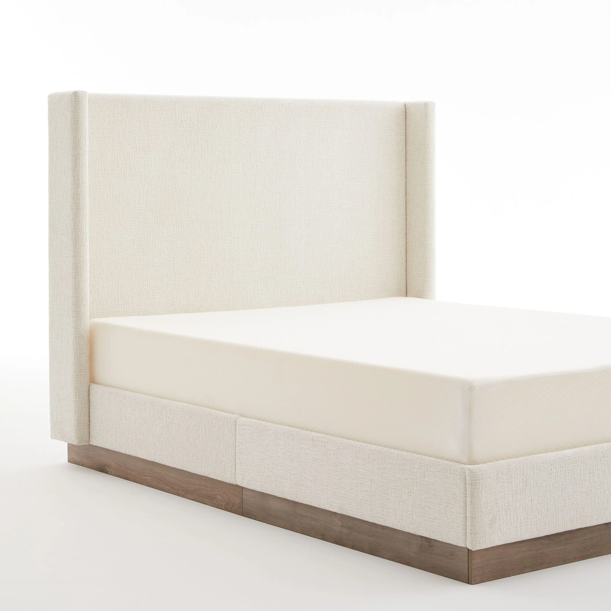 Hosford - Minimalist Upholstered Wingback Bed With Wood Base Platform - Image 7
