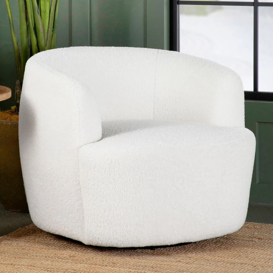 Hudson - Faux Sheepskin Upholstered Swivel Chair - Natural - Image 2