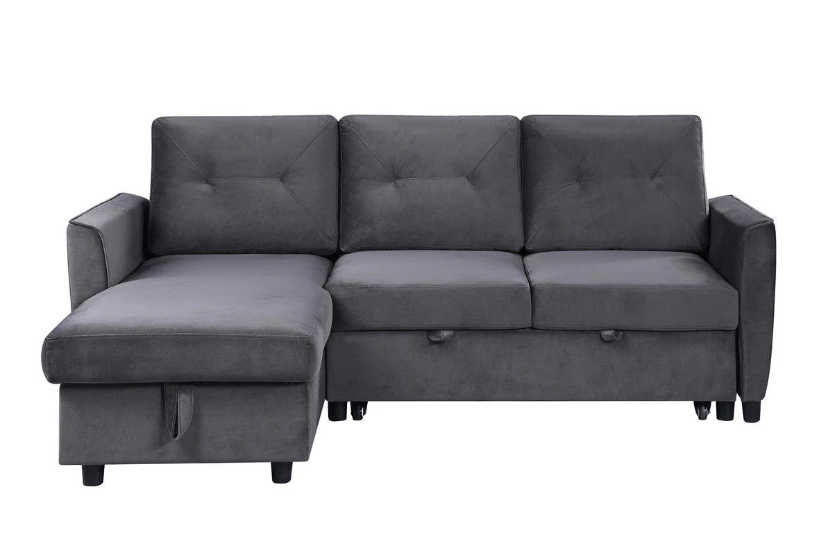 Hudson - Reversible Sleeper Sectional Sofa With Storage Chaise - Dark Gray - Image 4