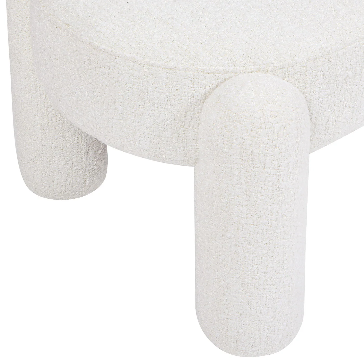 Hugo - Oval Fully Upholstered Bench - Milk Cream White - Image 4