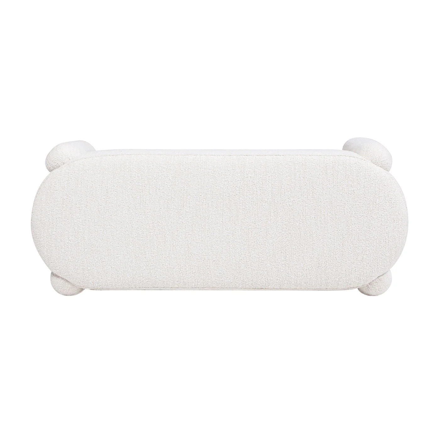 Hugo - Oval Fully Upholstered Bench - Milk Cream White - Image 5