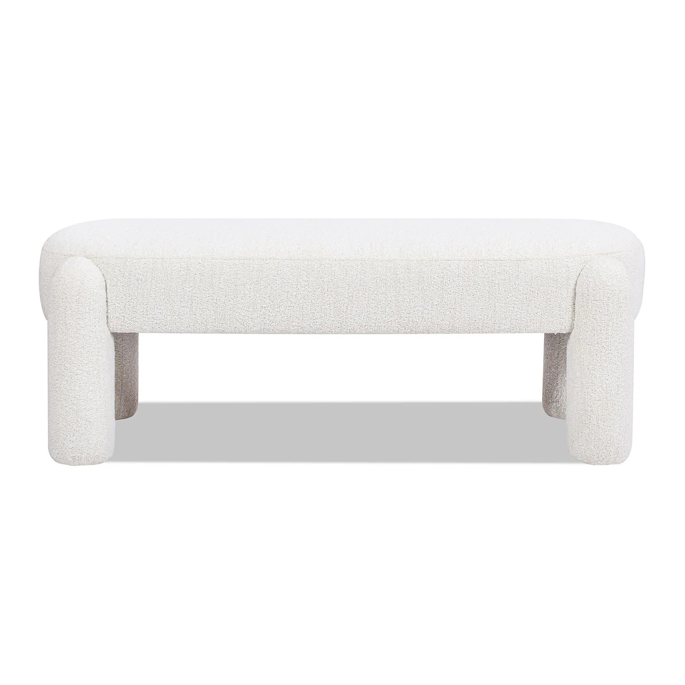 Hugo - Oval Fully Upholstered Bench - Milk Cream White - Image 6