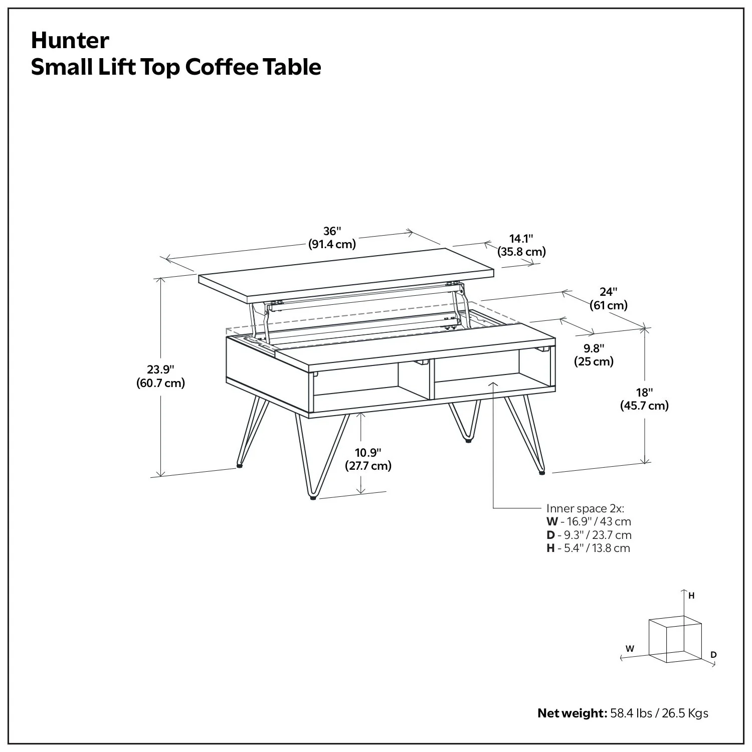 Hunter - Lift Top Coffee With Hidden Storage - Oak - Image 5