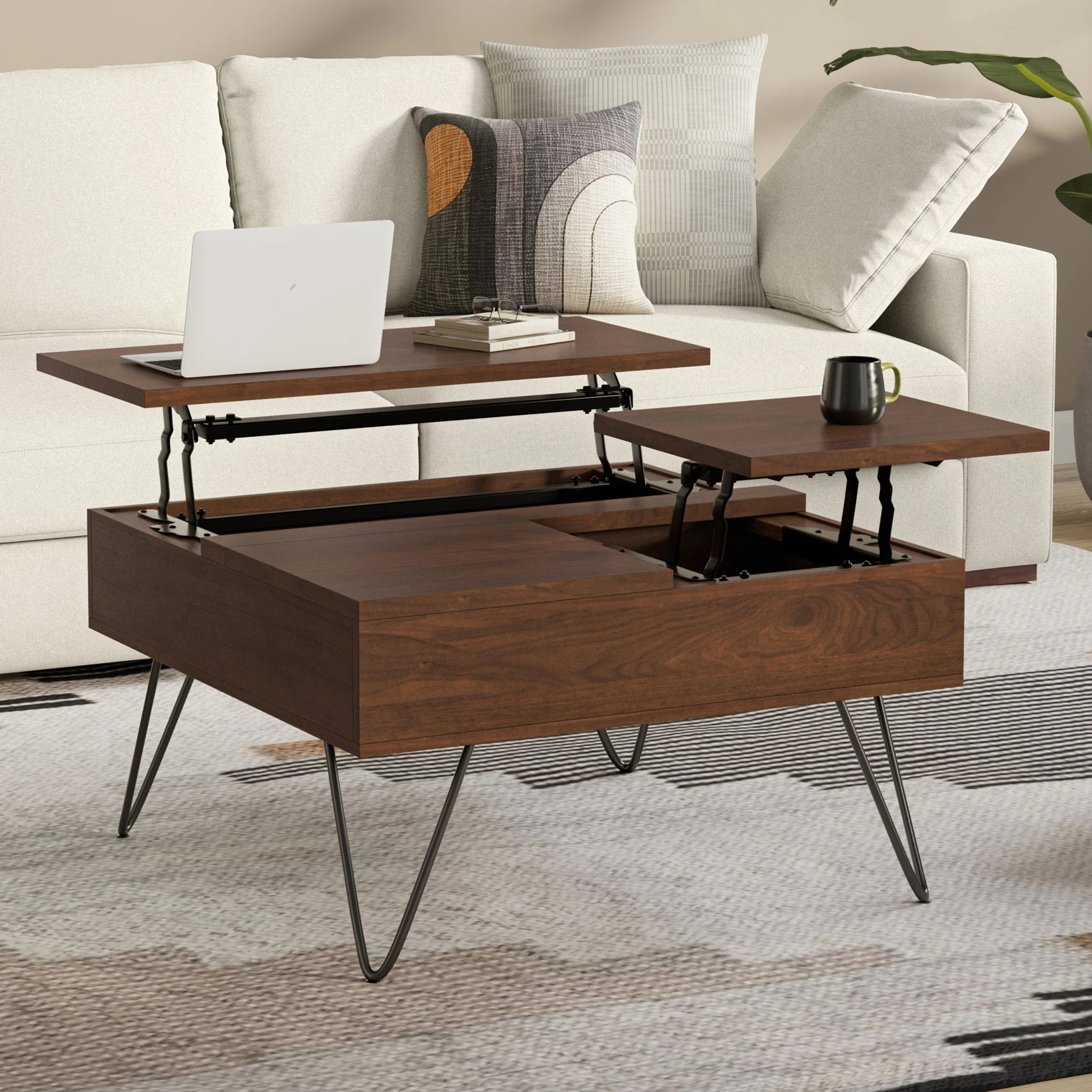 Hunter - Square Lift Top Coffee Table - Walnut - Image 6