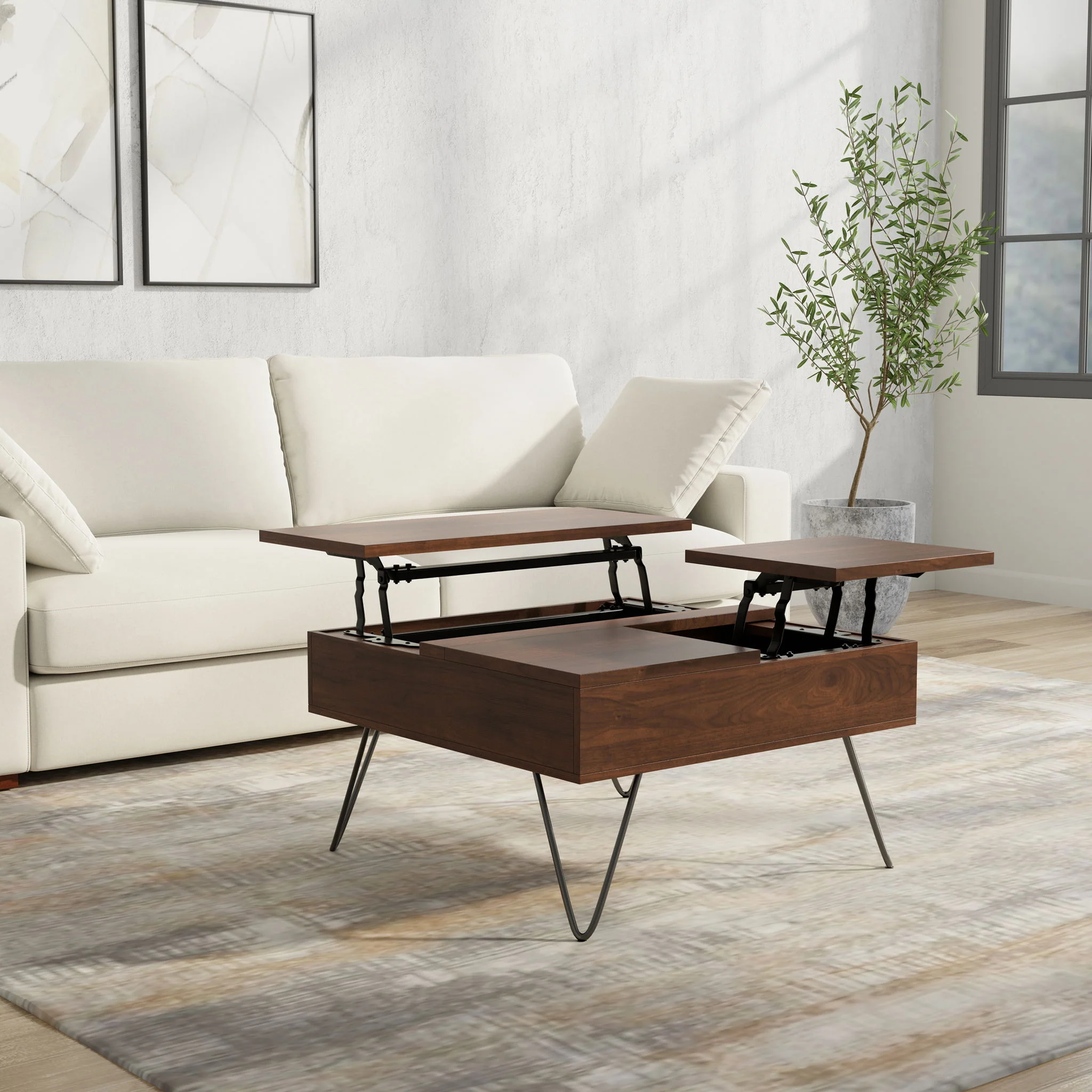 Hunter - Square Lift Top Coffee Table - Walnut - Image 8