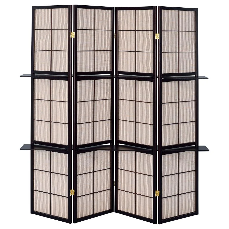 Iggy - 4-Panel Room Divider Folding Shoji Screen - Cappuccino - Image 3