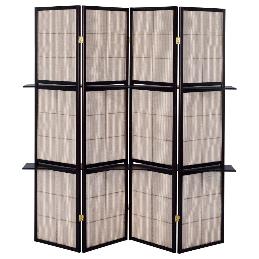 Iggy - 4-Panel Room Divider Folding Shoji Screen - Cappuccino - Image 5