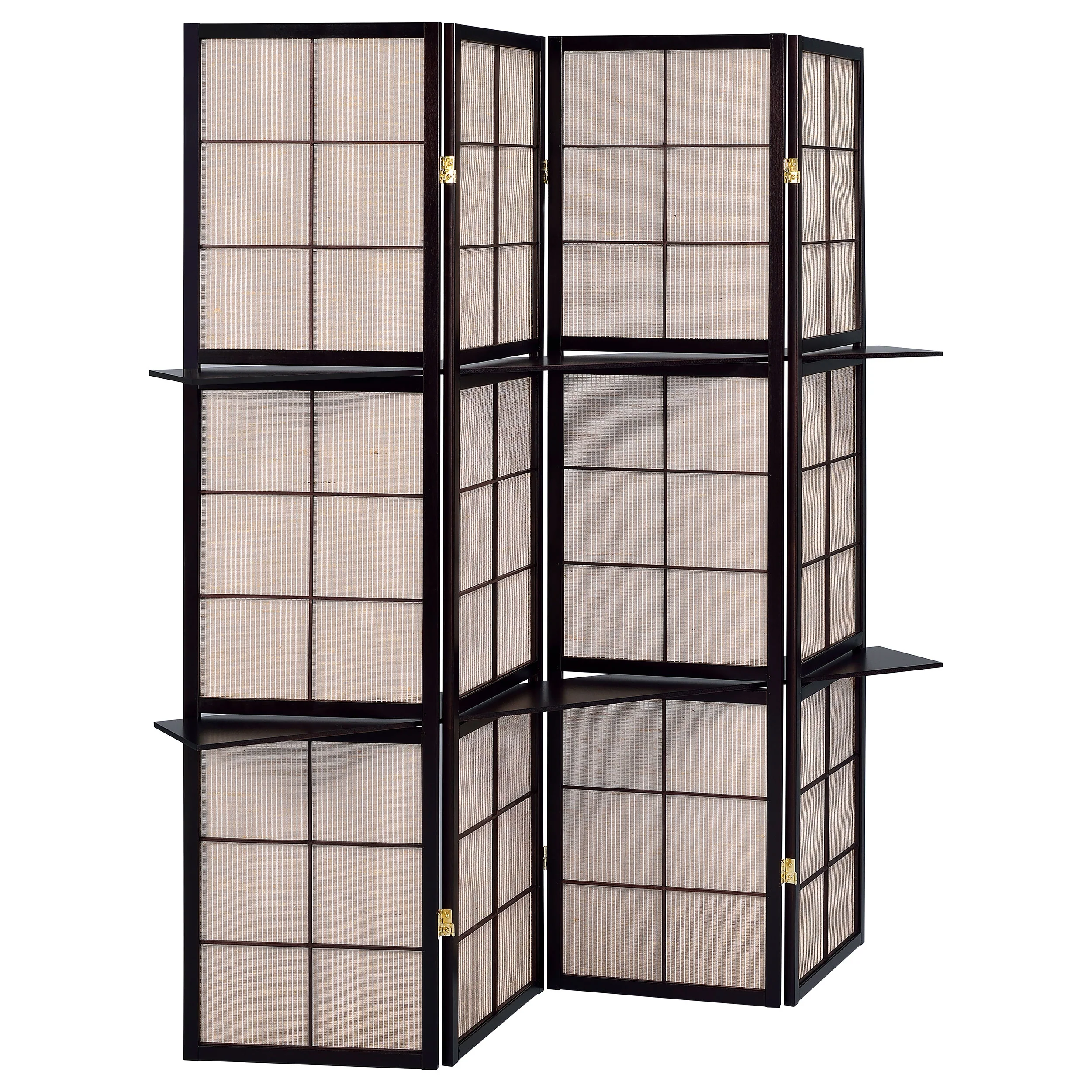 Iggy - 4-Panel Room Divider Folding Shoji Screen - Cappuccino - Image 8