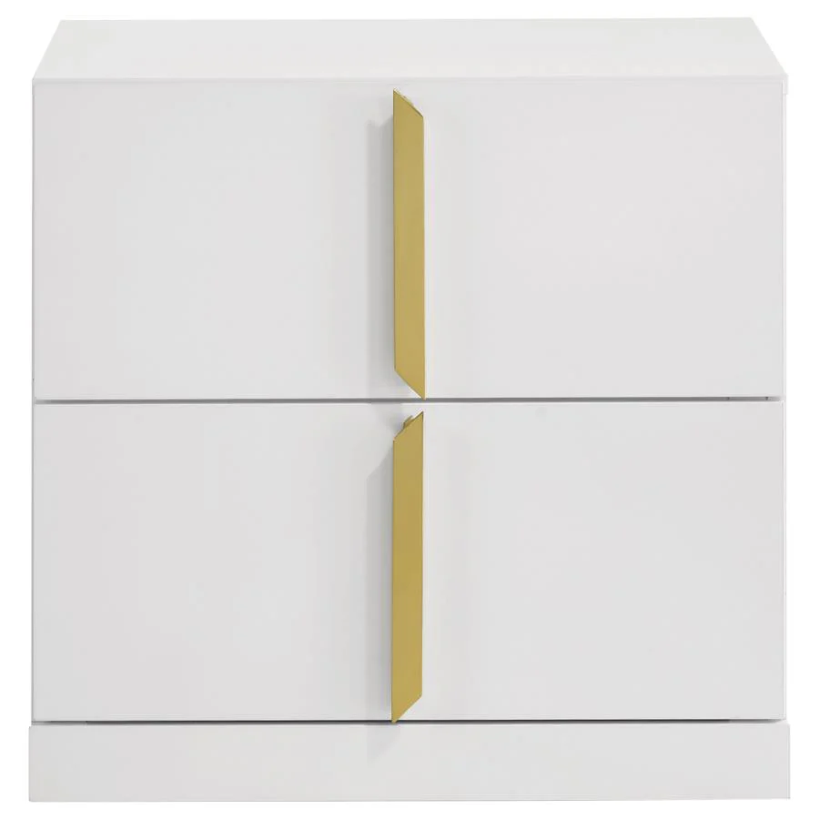 Ines - 2-Drawer Nightstand Bedside Table - White High Gloss - Image 3