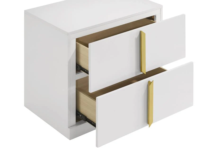 Ines - 2-Drawer Nightstand Bedside Table - White High Gloss - Image 7