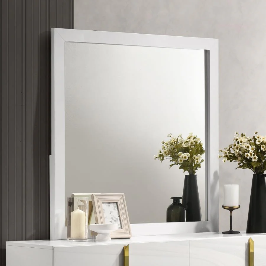 Ines - Dresser Mirror Holographic - White High Gloss - Image 2