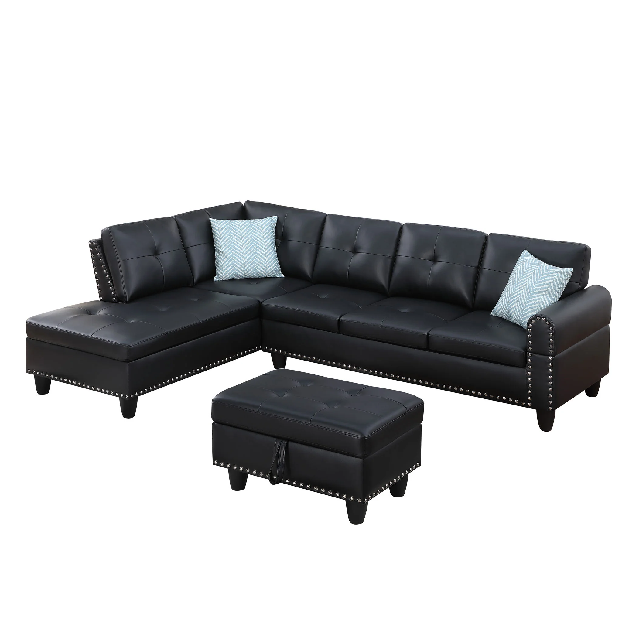 Irine - Faux Leather Sectional Sofa With Ottoman - Image 4