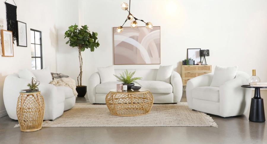 Isabella - Faux Sheepskin Upholstered Accent Chair Natural - Ivory - Image 11