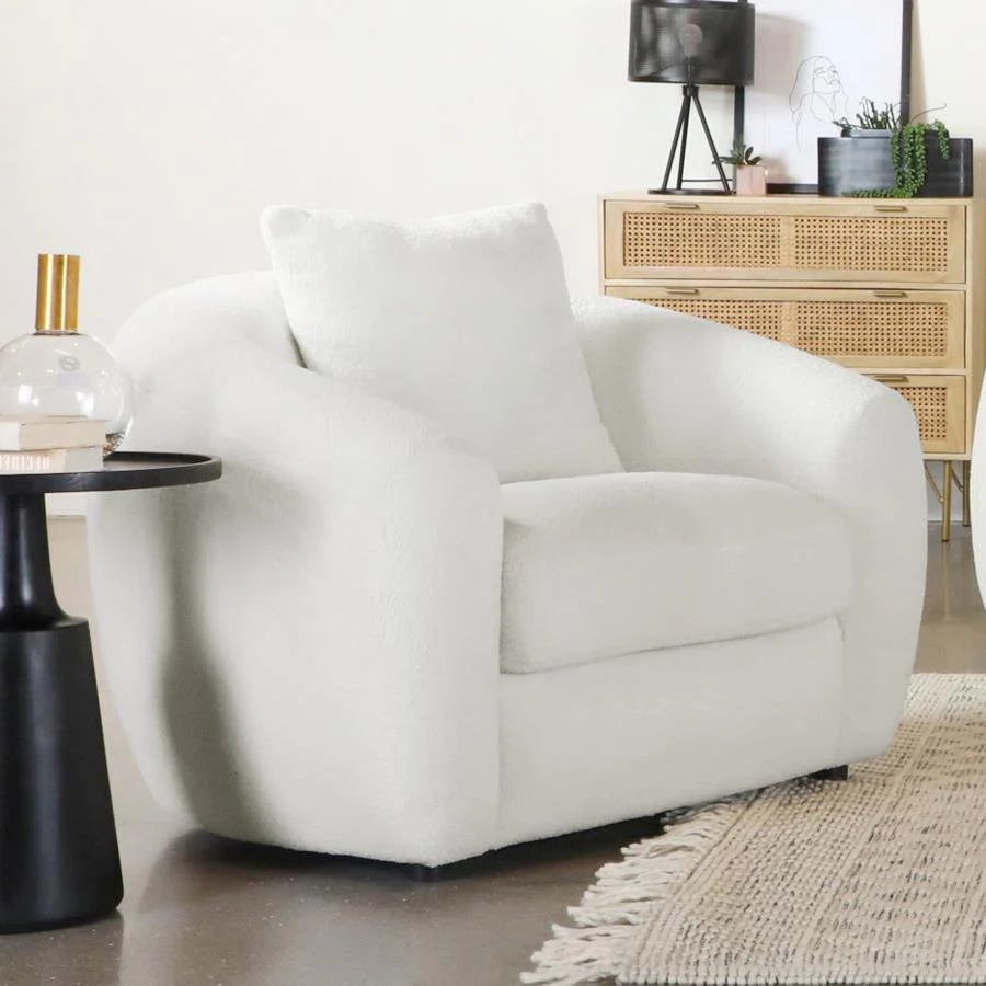 Isabella - Faux Sheepskin Upholstered Accent Chair Natural - Ivory - Image 2