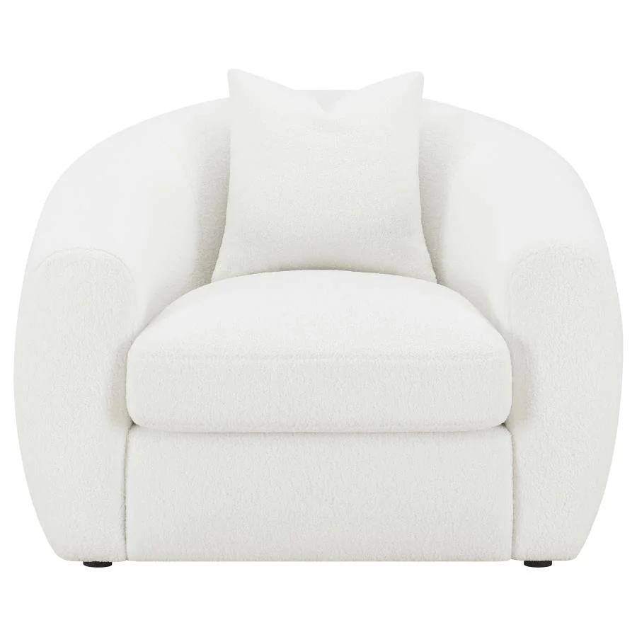 Isabella - Faux Sheepskin Upholstered Accent Chair Natural - Ivory - Image 3