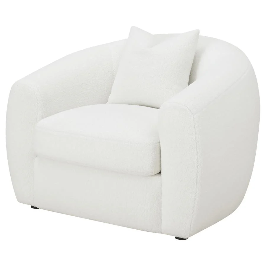 Isabella - Faux Sheepskin Upholstered Accent Chair Natural - Ivory - Image 4