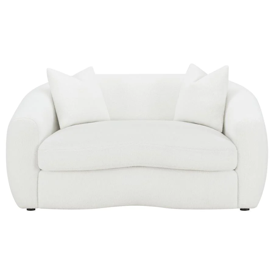 Isabella - Faux Sheepskin Upholstered Loveseat Natural - Ivory - Image 3