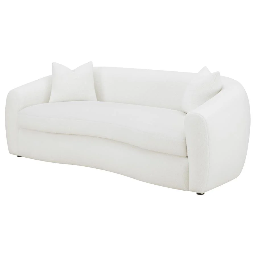 Isabella - Faux Sheepskin Upholstered Sofa Natural - Ivory - Image 4