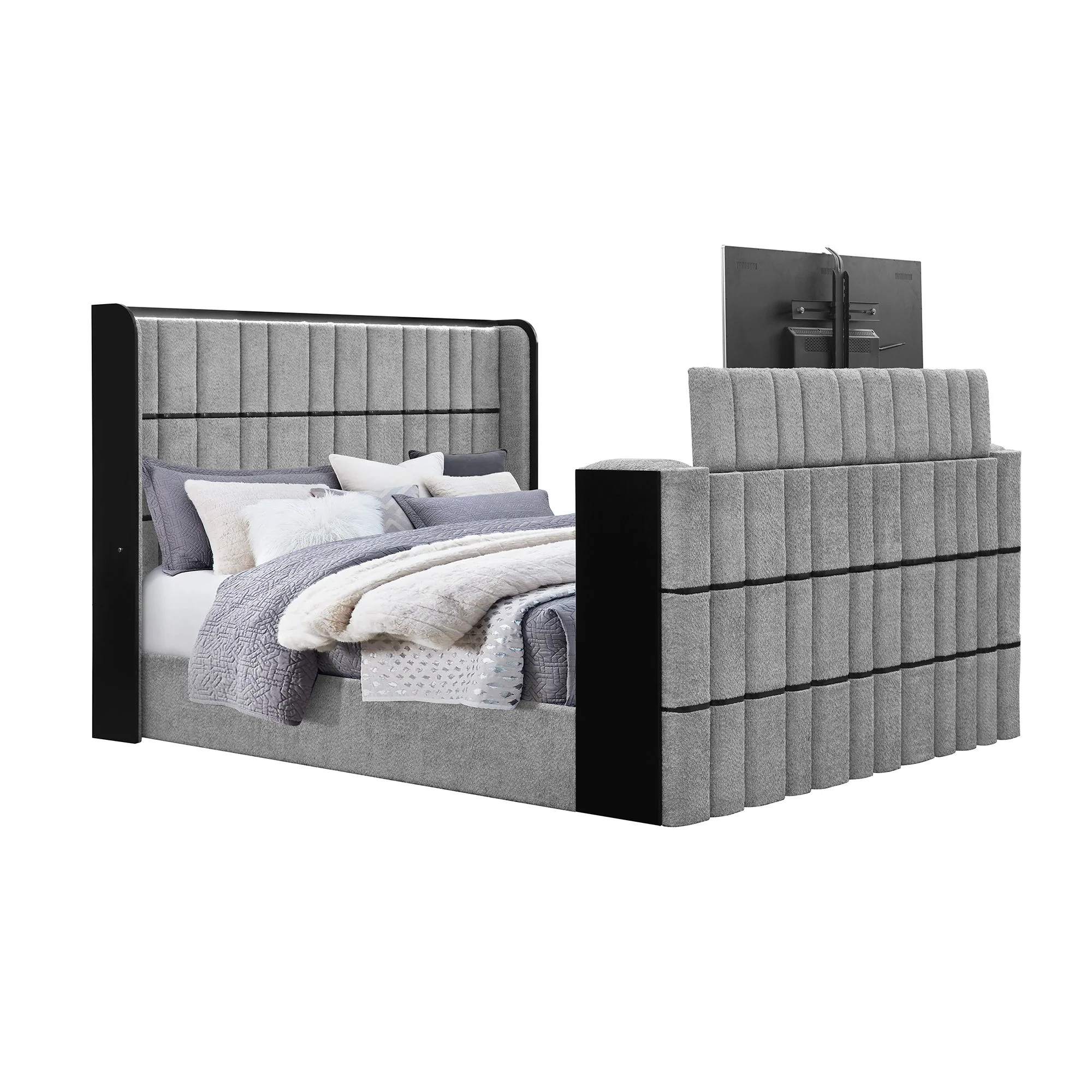 Isaiah - 5 Piece Bedroom Set With TV Lift-LED, Speakers And Fireplace - Image 10
