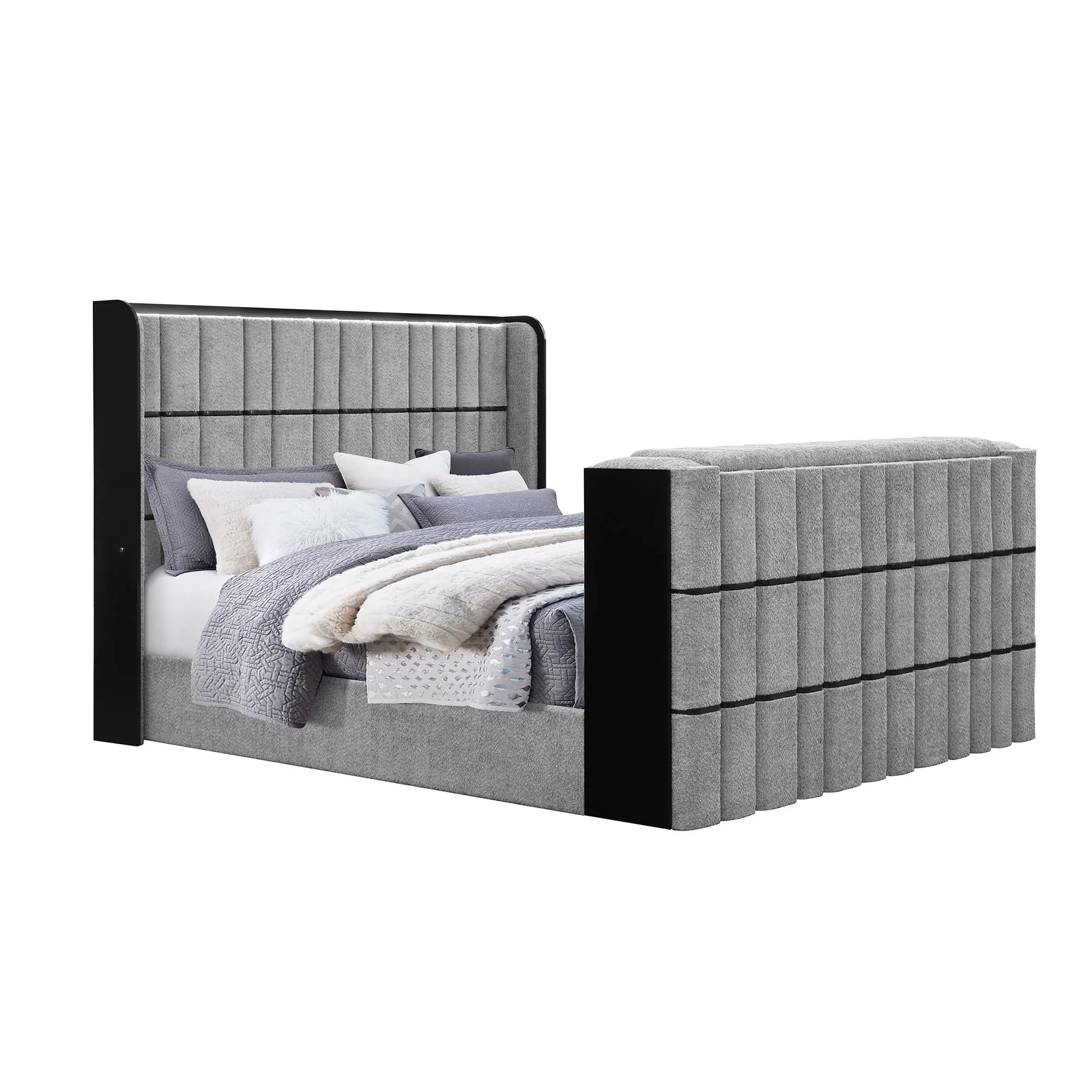 Isaiah - Bed With TV Lift-LED Speakers And Fireplace - Image 11