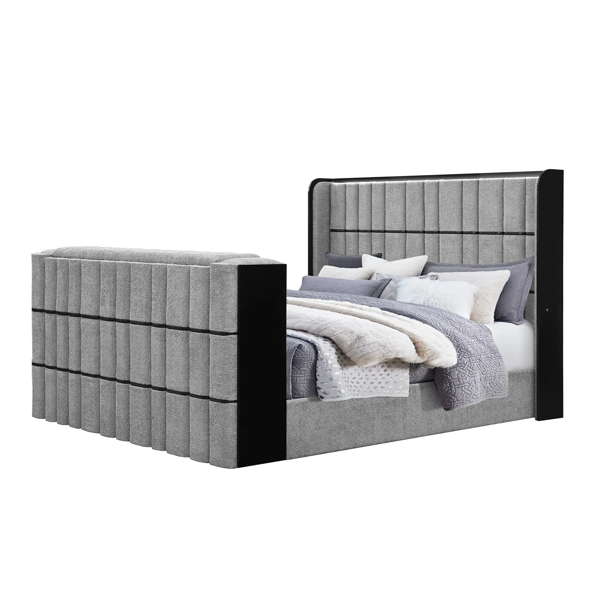 Isaiah - Bed With TV Lift-LED Speakers And Fireplace - Image 6