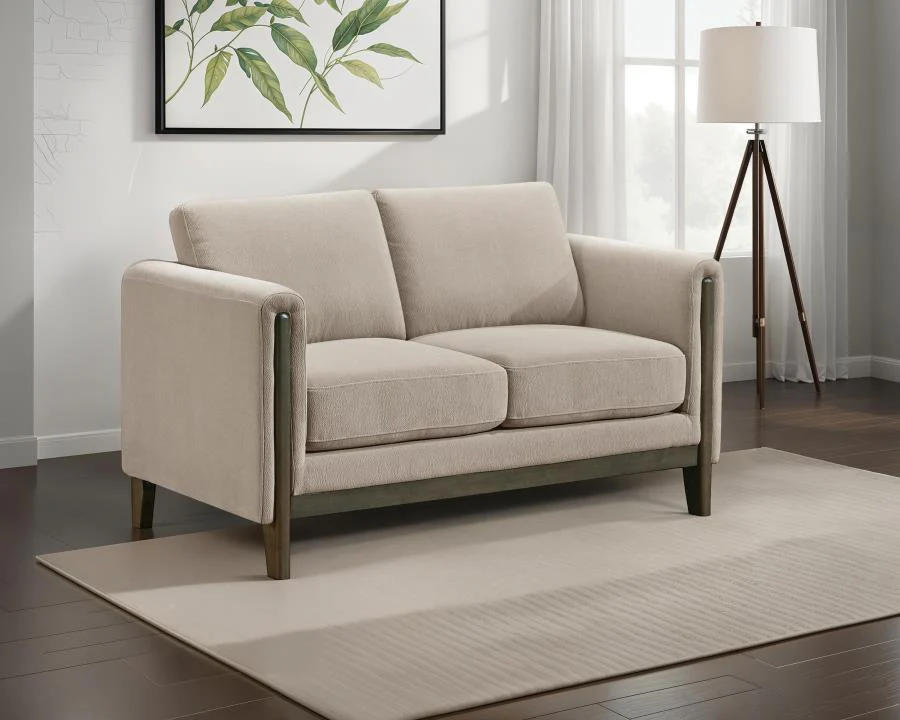 Islington - Fabric Upholstered Panel Arm Loveseat - Taupe - Image 2