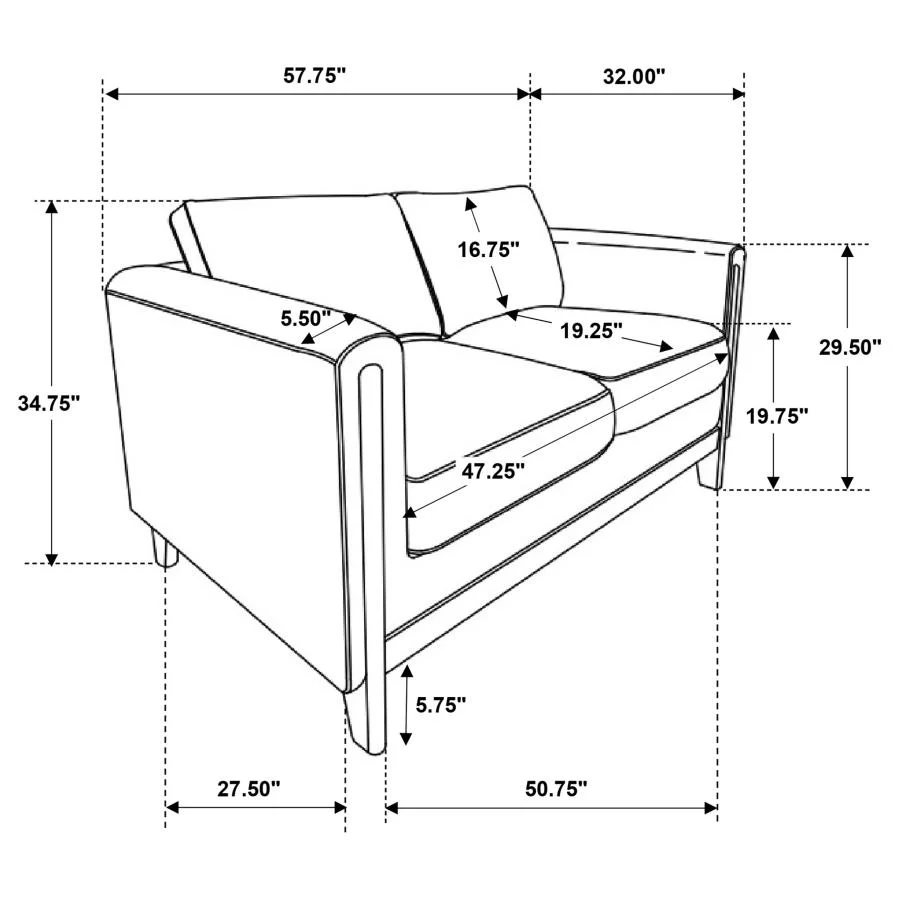 Islington - Fabric Upholstered Panel Arm Loveseat - Taupe - Image 8