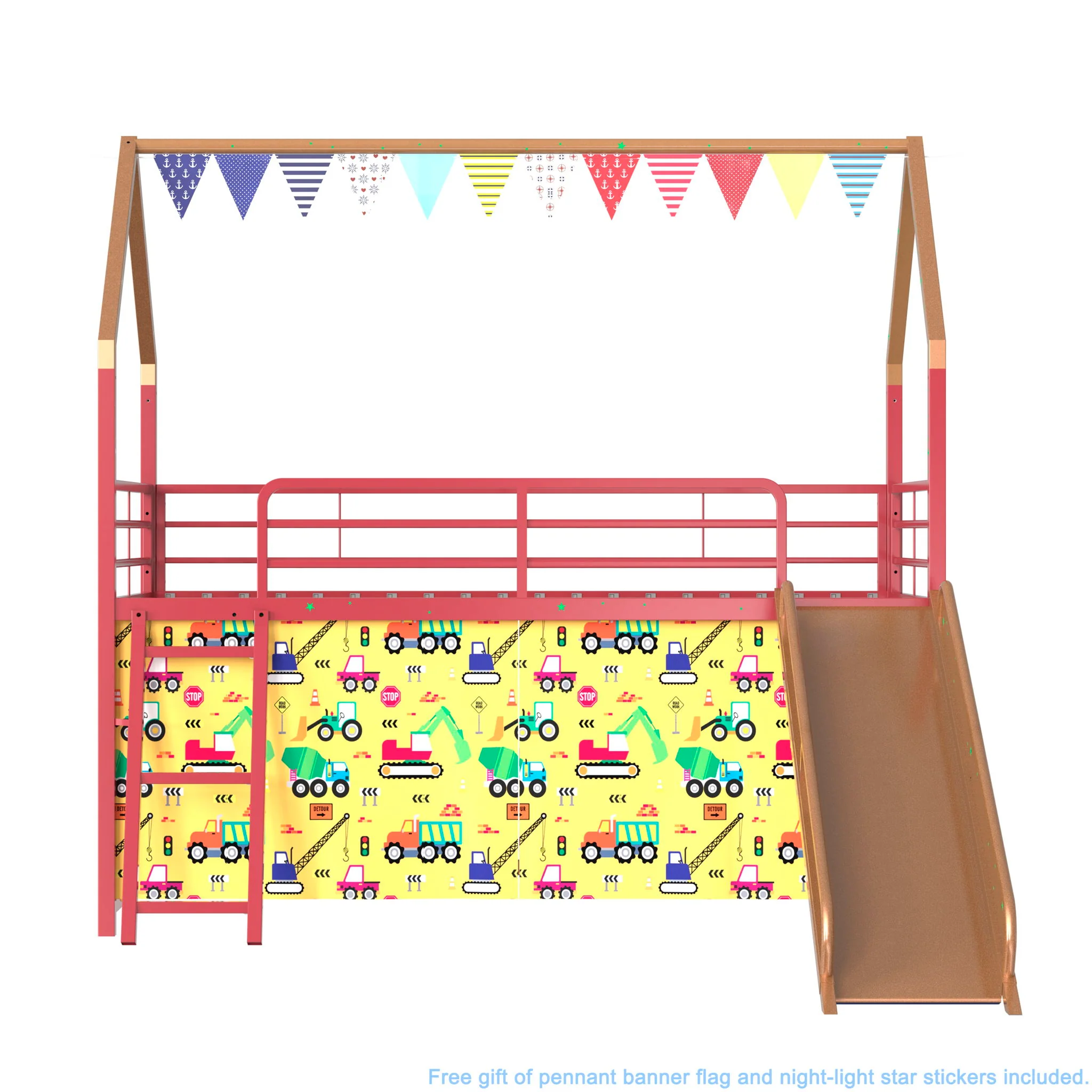 Jack - House Loft Bed With Slide And Curtain Set - Image 32