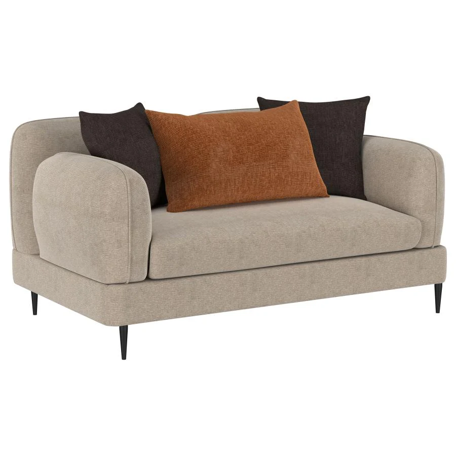 Jade - Chenille Upholstered Modern Track Arm Loveseat - Image 2